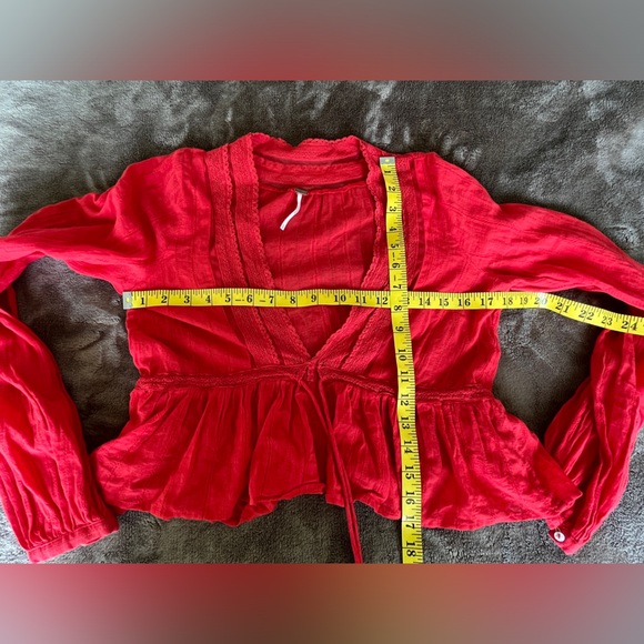 Free People Oberoi Red Boho Top size S - Picture 10 of 16